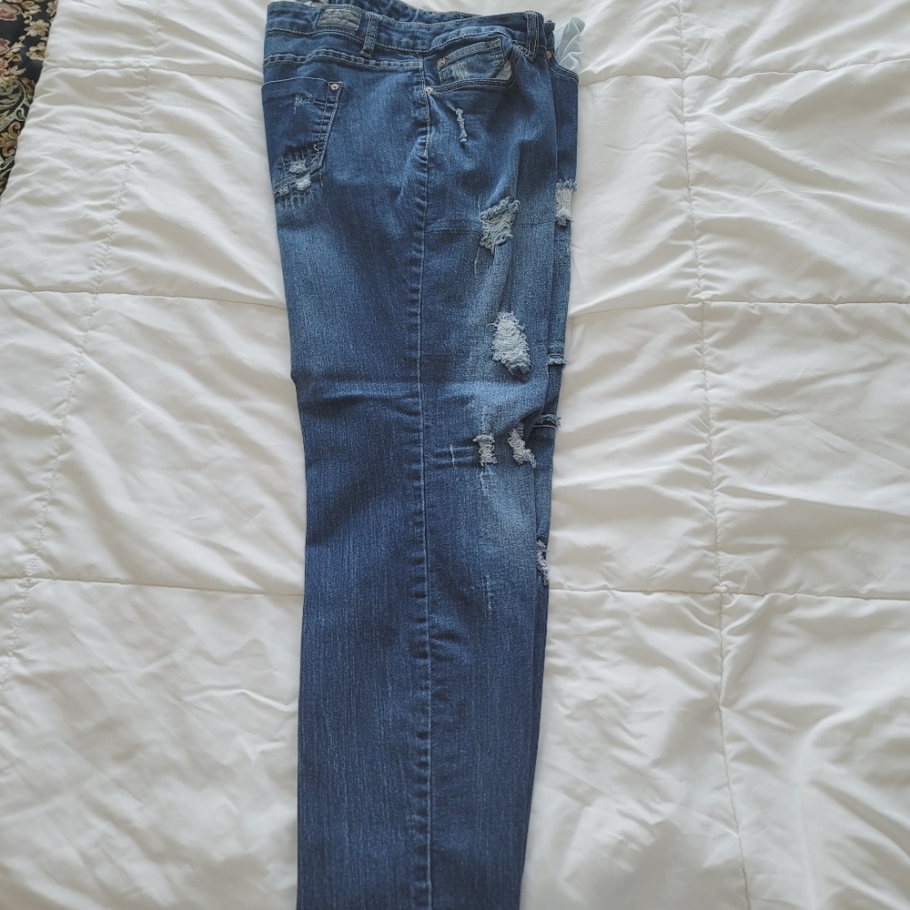 Distressed Blue Jeans